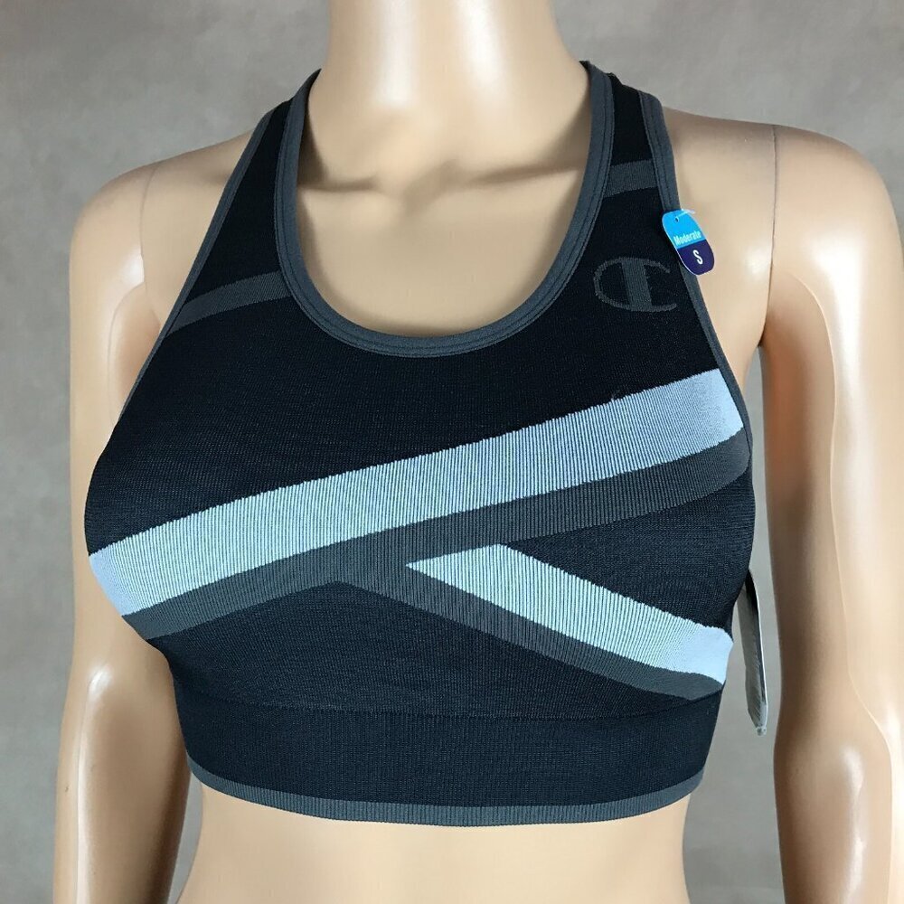 CHAMPION Colorblocked Racerback Compression Padded Sports Bra NWT S